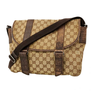 Double Belt Flap Messenger GG Canvas with Perforated Leather Medium