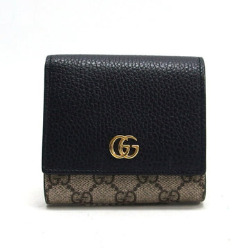 Gucci Beige Black Gg Supreme Leather Wallet (Bi-Fold)