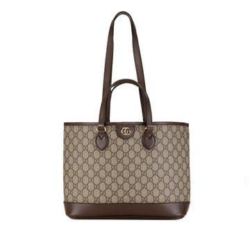 Gucci Beige Brown Pvc Leather Shoulder Bag Tote Bag