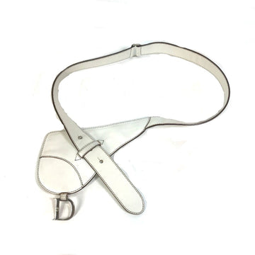 Christian Dior White Leather Fanny Pack Pouch Saddle Bag ()