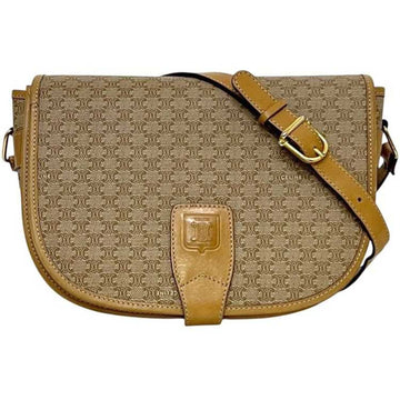 Vintage Saddle Flap Shoulder Bag Macadam Coated Canvas Small
