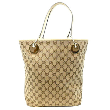 Gucci Beige White Gg Canvas Leather Tote New 1:1 Bags