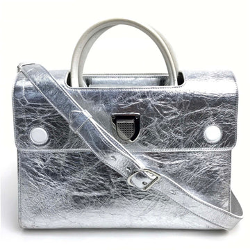 Christian Dior Metallic Silver Leather Handbag ()
