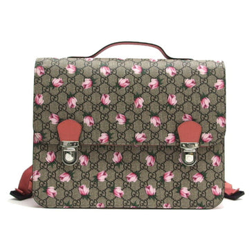 Gucci Beige Pink Green Pink Coated Canvas Leather Backpack