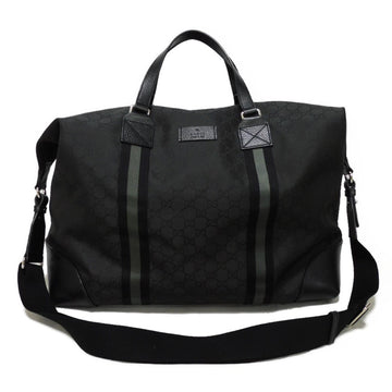 Gucci Black Nylon Canvas Leather Boston Bag Handbag Shoulder Bag