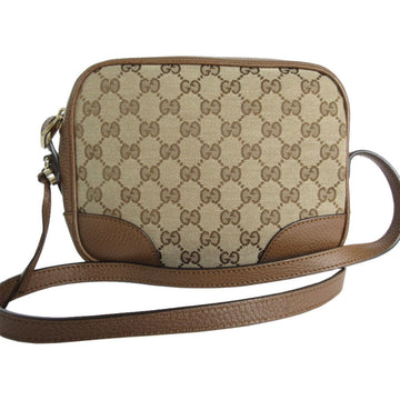 Gucci Beige Brown Canvas Leather Shoulder Bag