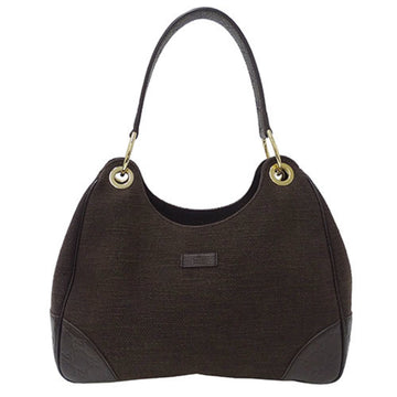 Gucci Dark Brown Canvas Leather Shoulder Bag