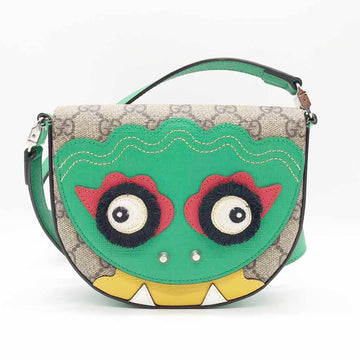 Gucci Beige Green Pvc Leather Shoulder Bag