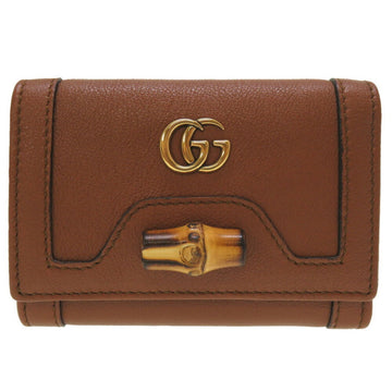 Gucci Bamboo Brown Bamboo Leather Wallet (Tri-Fold)