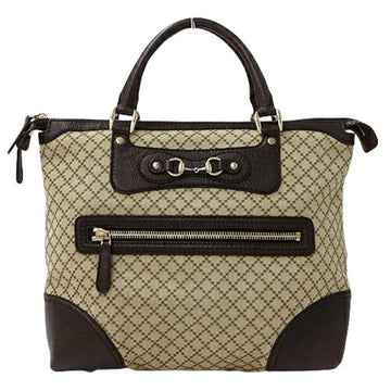 Gucci Diamante Beige Brown Canvas Handbag Tote Bag