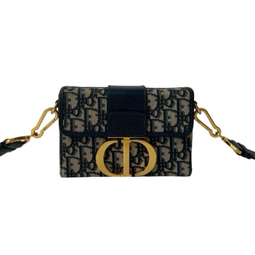 Christian Dior Navy Leather Canvas Shoulder Bag ()