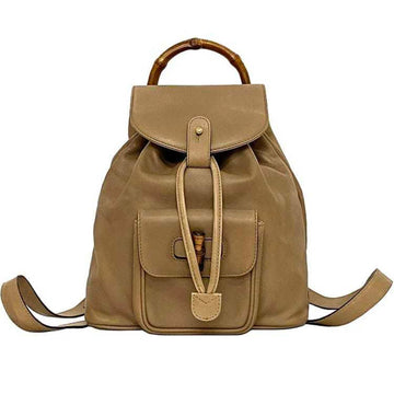 Gucci Beige Leather Bamboo Backpack