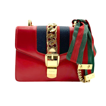 Gucci Red Color Leather Shoulder Bag