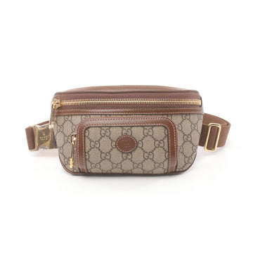 Gucci Beige Brown Coated Canvas Leather Fanny Pack