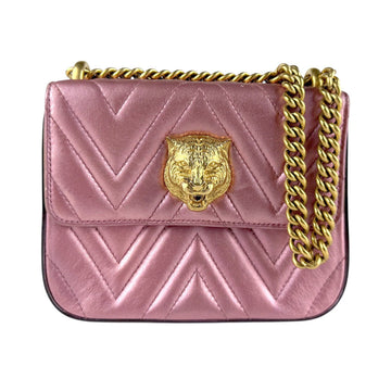 Animalier Broadway Chain Shoulder Bag Chevron Leather