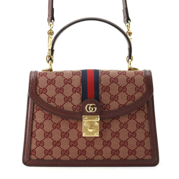 Gucci Bordeaux Canvas Leather Handbag Shoulder Bag