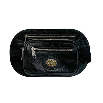 Gucci Black Leather Fanny Pack Sling Bag