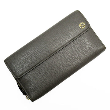 Gucci Gray Leather Long Wallet (Bi-Fold)