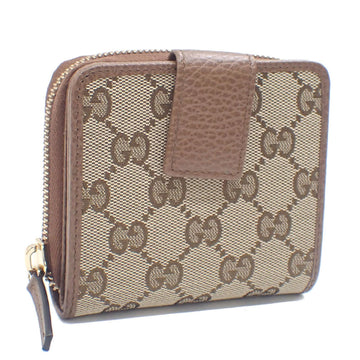 Gucci Beige Brown Gg Canvas Leather Wallet (Bi-Fold)