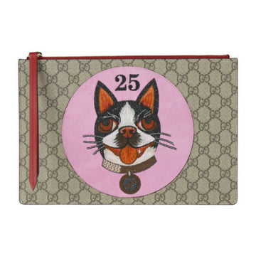 Gucci Beige Multi-Color Red Color Gg Supreme Clutch Bag