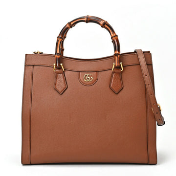 Gucci Brown Leather Bamboo Tote Bag