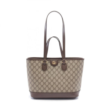 Gucci Beige Brown Pvc Coated Canvas Leather Tote Bag