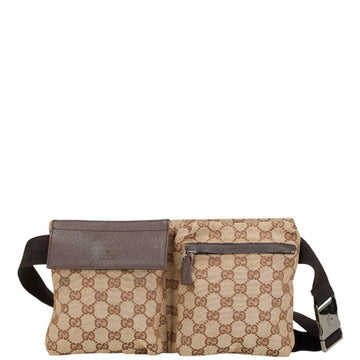 Gucci Beige Brown Canvas Leather Fanny Pack
