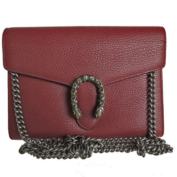 Gucci Dark Red Leather Metal Shoulder Bag
