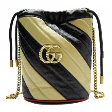 Gucci Beige Black Leather Shoulder Bag