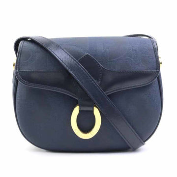 Christian Dior Navy Coated Canvas Leather Shoulder Bag ()