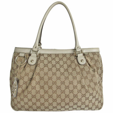 Gucci Beige Canvas Leather Handbag