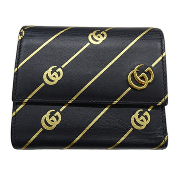 Gucci Black Gold Leather Wallet (Tri-Fold)