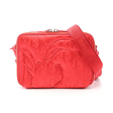 Christian Dior Red Color Nylon Leather Shoulder Bag ()