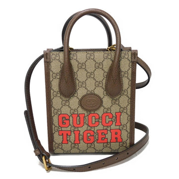 Gucci Beige Gg Supreme Canvas Elastane Leather Shoulder Bag Tote Bag