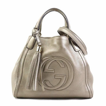Gucci Metallic Gray Leather Handbag Shoulder Bag