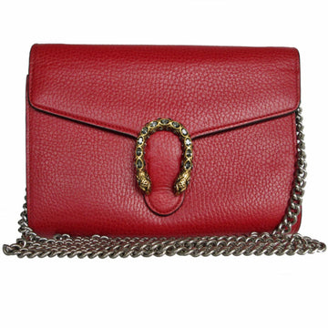 Gucci Red Color Leather Chain/Shoulder Wallet
