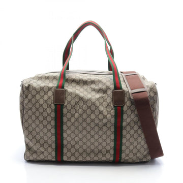Gucci Beige Brown Multi-Color Pvc Coated Canvas Leather Boston Bag