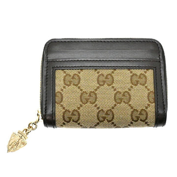 Gucci Beige Brown Leather Gg Canvas Coin Purse/Coin Case