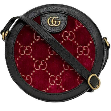 Gucci Black Red Color Velvet Leather Shoulder Bag