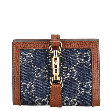 Gucci Brown Navy Denim Leather Wallet (Bi-Fold)