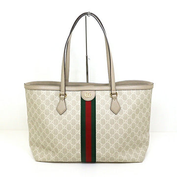 Gucci Beige Green Red Color White Gg Supreme Canvas Tote Bag