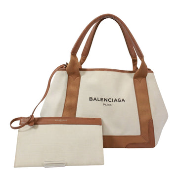 Navy Cabas Canvas with Leather Large