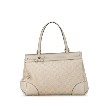 Gucci Beige Ivory Leather Handbag Tote Bag