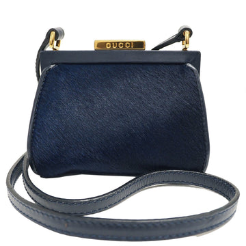 Gucci Navy Leather Pochette Shoulder Bag