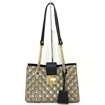 Gucci Beige Black Gg Supreme Leather Shoulder Bag