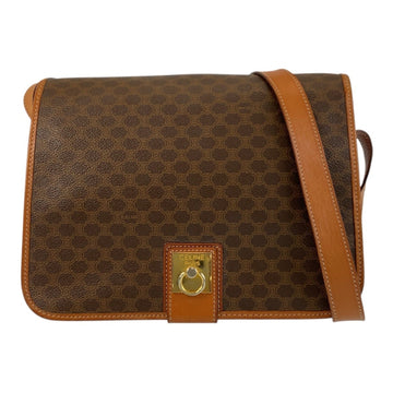 Vintage Saddle Flap Shoulder Bag Macadam Coated Canvas Small