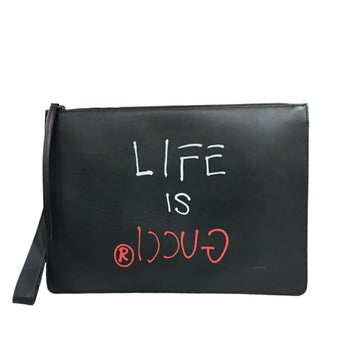 Gucci Black Leather Clutch Bag