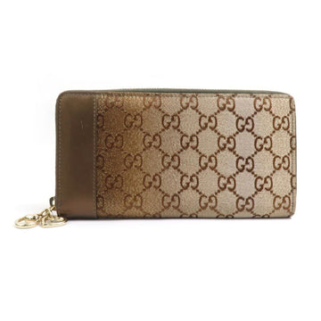 Gucci Brown Canvas Leather Long Wallet (Bi-Fold)