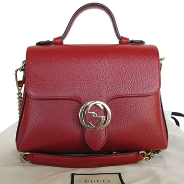 Gucci Red Color Leather Handbag Shoulder Bag