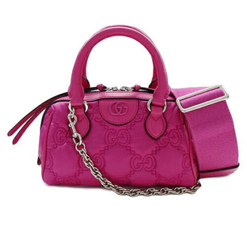 Gucci Pink Nylon Leather Handbag Shoulder Bag
